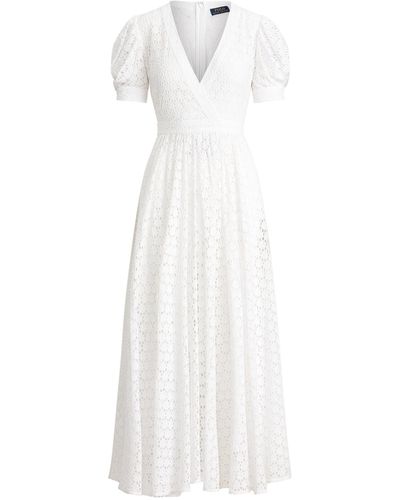 Ralph Lauren Eyelet Cotton A-line Dress - White