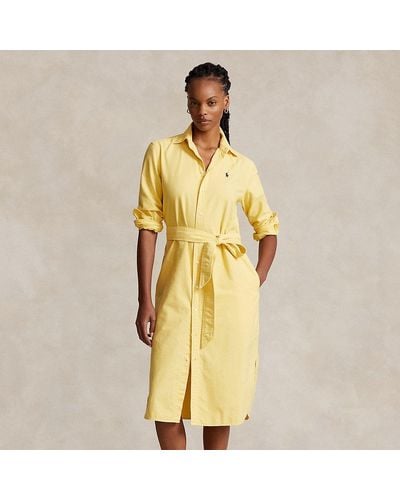 Polo Ralph Lauren Belted Cotton Oxford Shirtdress - Yellow