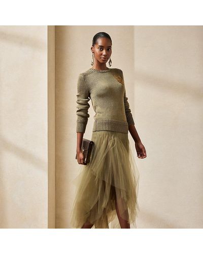 Ralph Lauren Cliona Asymmetrical Tulle Skirt - Green