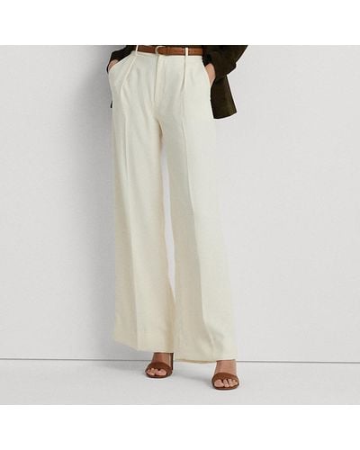 Lauren by Ralph Lauren Petite - Pantaloni a gamba larga in georgette - Bianco
