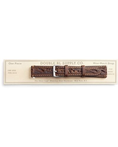 RRL Tooled Leather Watch Strap - Brown
