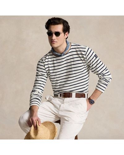 Polo Ralph Lauren Classic Fit Striped Slub Jersey Shirt - Grey