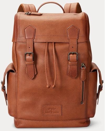 Polo Ralph Lauren Pebbled Leather Backpack - Brown