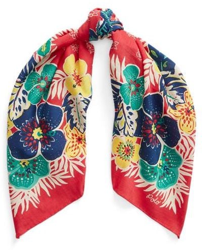 Polo Ralph Lauren Pañuelo de seda y algodón con flores - Rojo