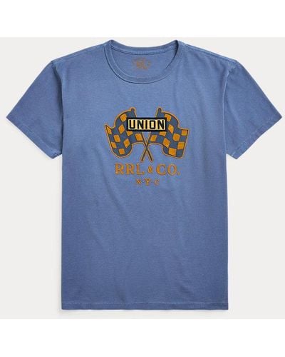 RRL Rundhals-T-Shirt aus Jersey mit Grafik - Blau