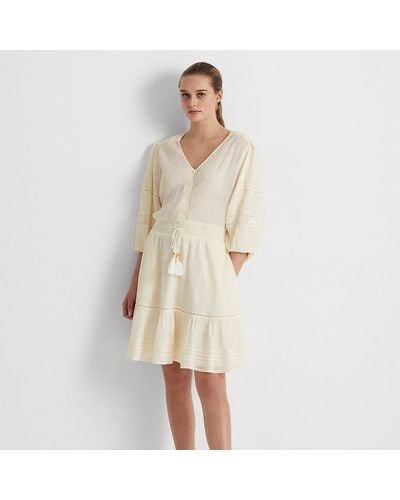 Ralph Lauren Kleid aus Baumwolle in Knitteroptik - Natur