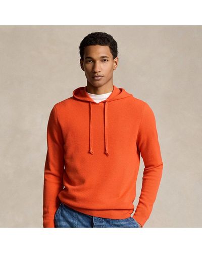 RLX Ralph Lauren Mesh-knit Cashmere Hooded Jumper - Orange