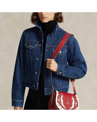 Ralph Lauren Polo Id Western Leather Saddle Bag - Blue