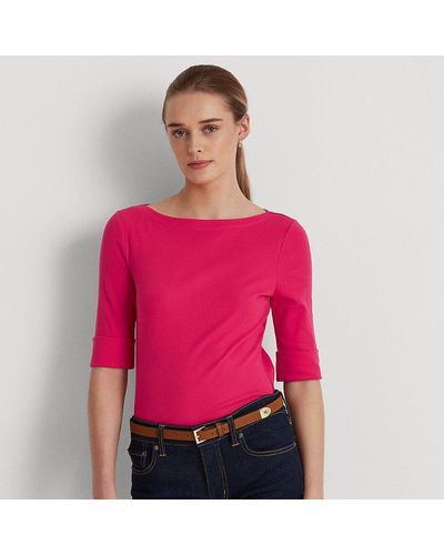 Lauren by Ralph Lauren T-Shirt mit U-Boot-Ausschnitt - Pink