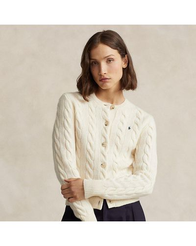 Polo Ralph Lauren Cable-knit Wool-cashmere Cardigan - Natural