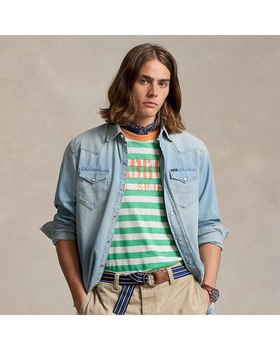 Polo Ralph Lauren Distressed Denim Western Shirt - Blue