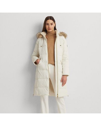 Lauren by Ralph Lauren Faux-fur-trim Hooded Down Coat - White
