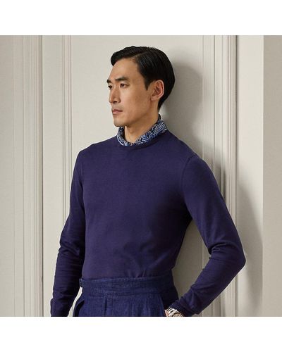 Ralph Lauren Purple Label Rundhalspullover aus Baumwolle - Blau