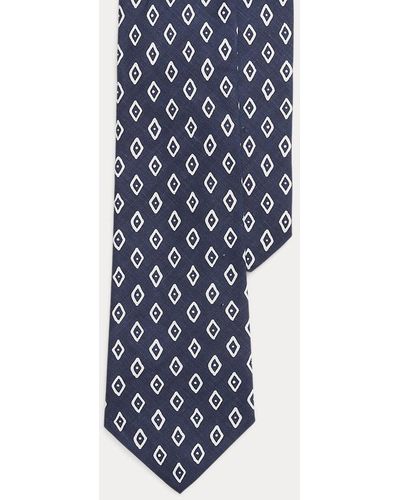 Ralph Lauren Purple Label Diamond-print Linen-silk Tie - Blue