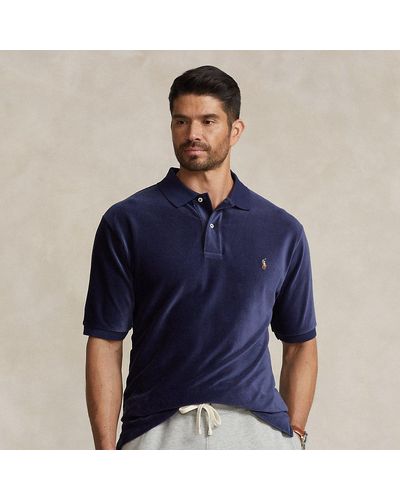 Ralph Lauren Grotere Maten - Gebreid Corduroy Polo-shirt - Blauw