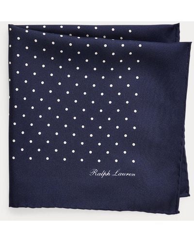 Ralph Lauren Purple Label Pochette foulard à pois en soie - Bleu