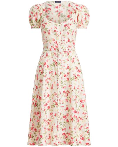 Polo Ralph Lauren Floral Belted Linen Dress - Multicolor