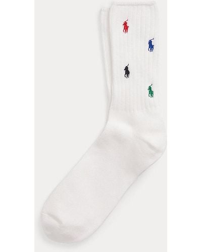 Polo Ralph Lauren Multicolour Pony Cotton-blend Crew Socks - White