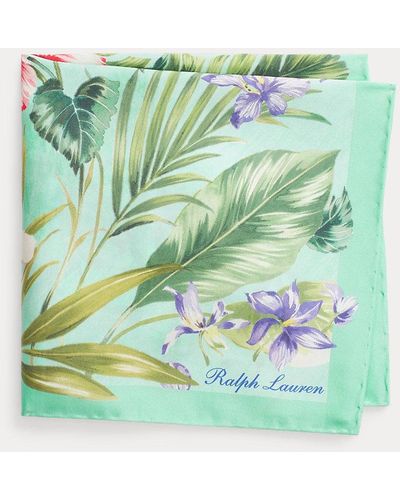 Ralph Lauren Purple Label Botanical Silk Habutai Pocket Square - Green