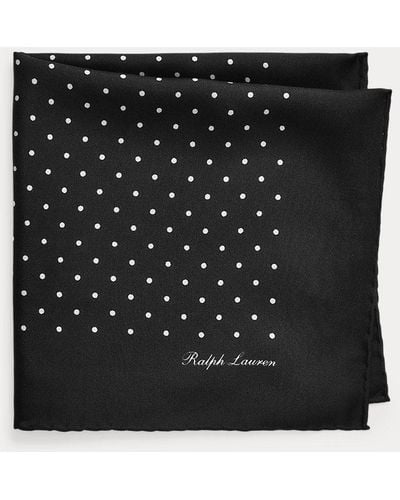 Ralph Lauren Purple Label Pochette foulard à pois en soie - Noir