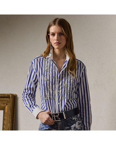 Ralph Lauren Collection Relaxed-Fit Capri-Hemd mit Verzierung - Blau