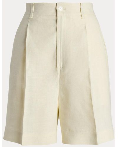Ralph Lauren Collection Pantalón corto Tracy de lino plisado - Neutro