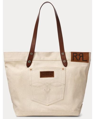 RRL Leather-trim Twill Tote - Natural