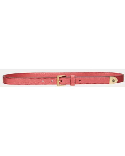 Lauren by Ralph Lauren Pebbled Leather Skinny Belt - Pink