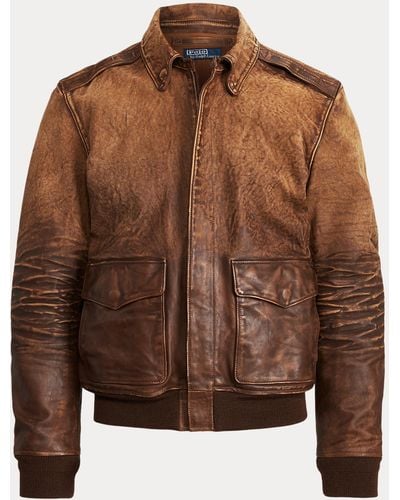 Ralph Lauren Leather Flight Jacket - Multicolour