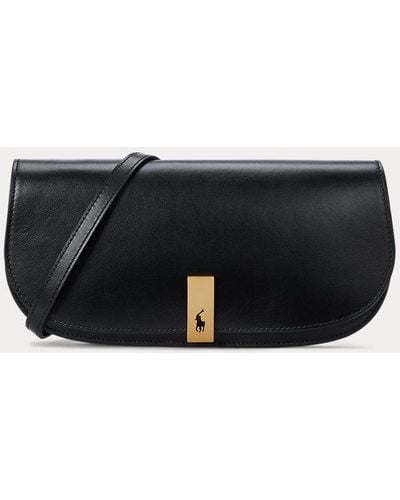 Polo Ralph Lauren Mittelgroße Clutch Polo ID aus Leder - Schwarz