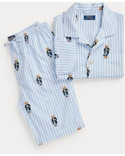 Polo Ralph Lauren Gestreepte Katoenen Pyjamaset - Blauw