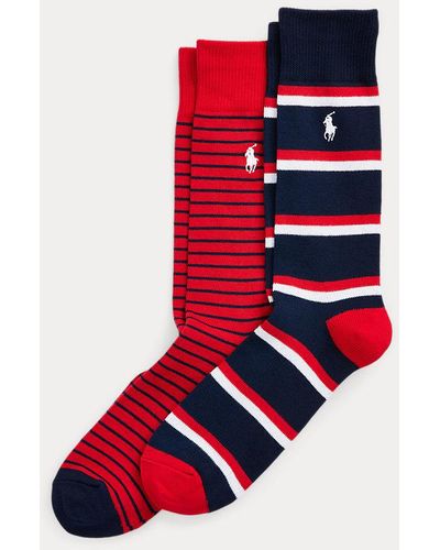Polo Ralph Lauren Striped Cotton-blend Trouser Sock 2-pack - Red