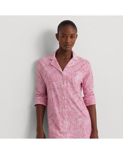 Lauren by Ralph Lauren Ralph Lauren Paisley Cotton Jersey Sleep Shirt - Pink
