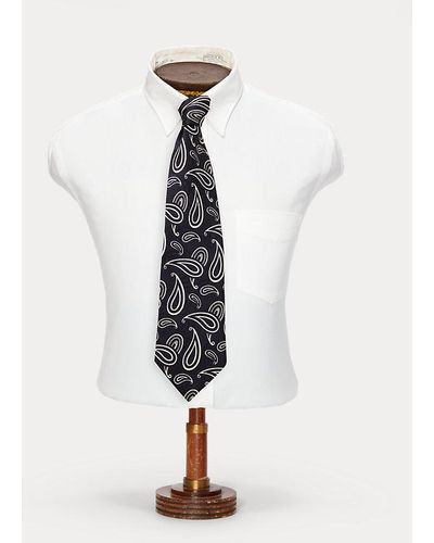 RRL Handmade Pine Silk Jacquard Tie - White