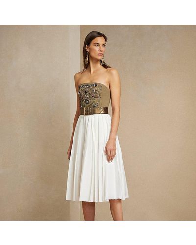 Ralph Lauren Collection Ralph Lauren Arnav Pleated Linen-blend Skirt - Natural