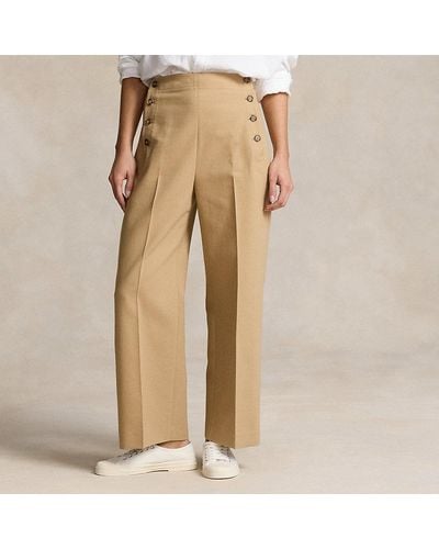 Ralph Lauren Wide-leg Cropped Sailor Pant - Natural