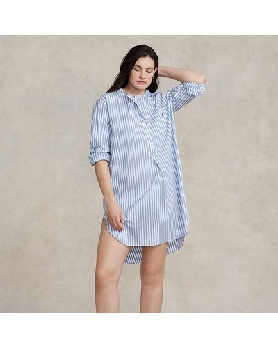 Ralph Lauren Striped Poplin Sleep Shirt - Blue