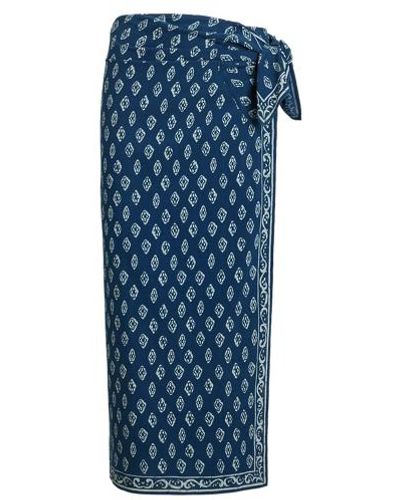 Polo Ralph Lauren Printed Cotton Wrap Skirt - Blue