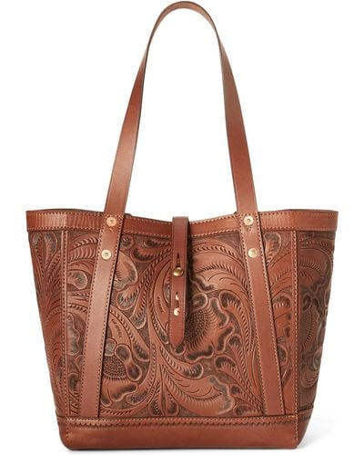 RRL Hand-tooled Leather Tote - Brown