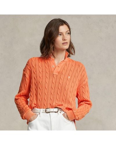 Polo Ralph Lauren Cable Cotton Polo Shirt - Orange