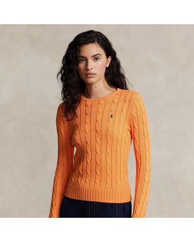 Polo Ralph Lauren Cable-knit Cotton Crewneck Jumper - Orange