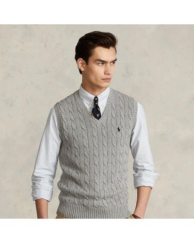 Polo Ralph Lauren Cable-knit Cotton Sleeveless Sweater - Gray