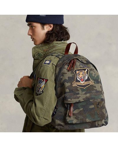 Polo Ralph Lauren Sac à dos toile camouflage à patch tigre - Vert