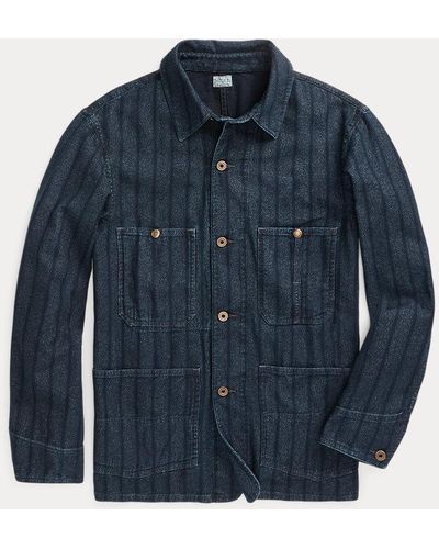 RRL Indigo Striped Twill Shirt Jacket - Blue