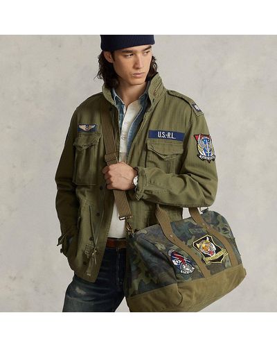 Polo Ralph Lauren Canvas Weekendtas Met Camouflageprint En Tijgerpatch - Groen