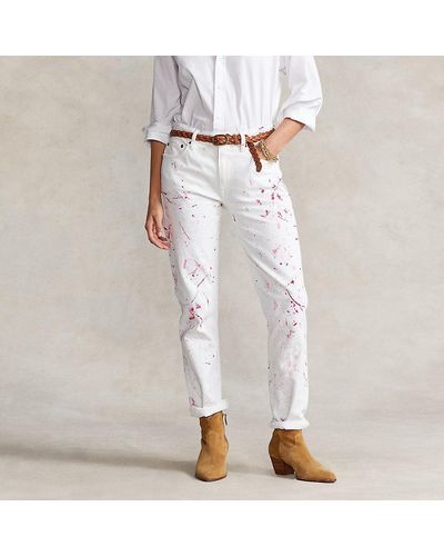 Ralph Lauren Pink Pony Avery Boyfriend Jeans - White