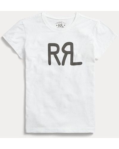 RRL Camiseta de algodón con logotipo - Blanco