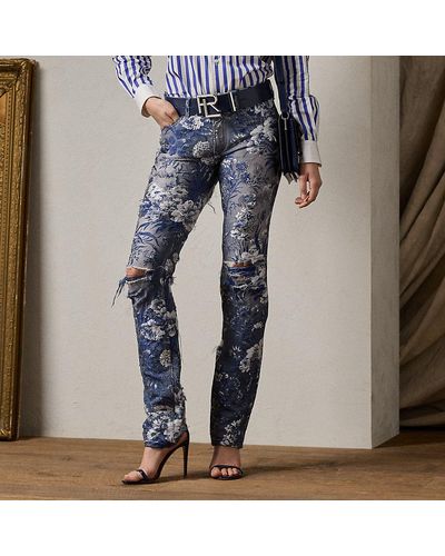 Ralph Lauren Collection Jeans 160 in denim con decorazioni - Blu