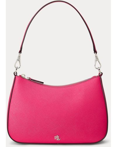 Ralph Lauren Crosshatch Leather Medium Danni Bag - Pink