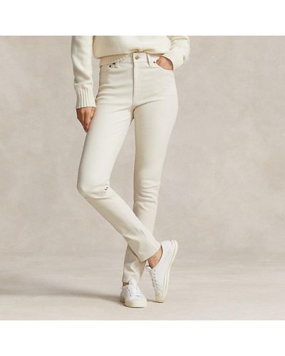 Polo Ralph Lauren Super-slim Lamsleren Broek Met 5 Zakken - Naturel